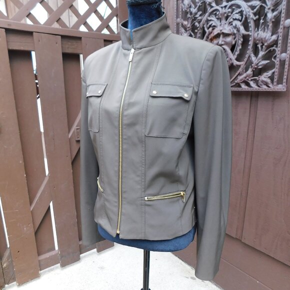 Carlisle Sz 12 Brown Zip Up Blazer Jacket LIKE NEW!! - Picture 2 of 6